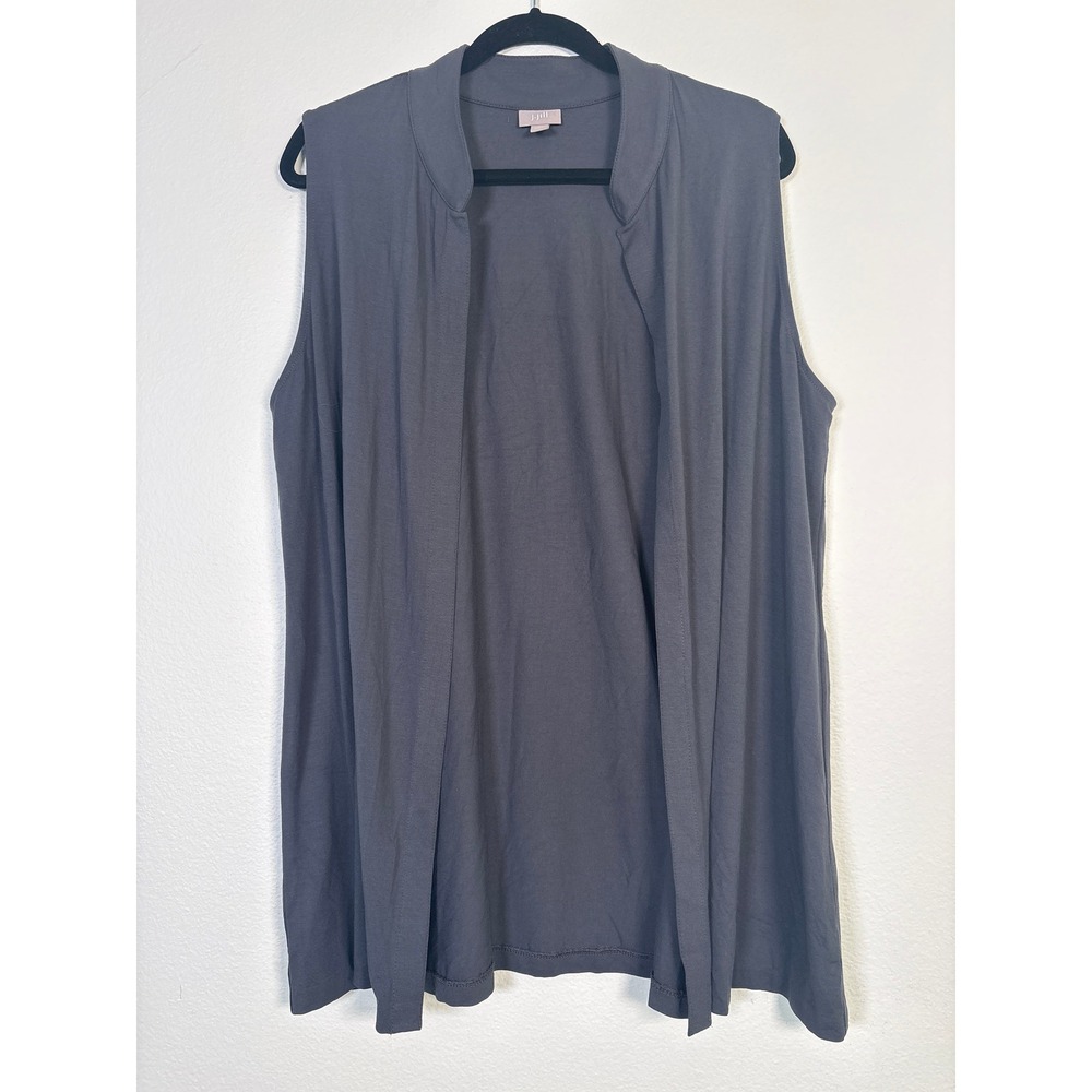 J. Jill Womens Gray Open Front Sleeveless Cardigan Vest Stretch Rayon Large